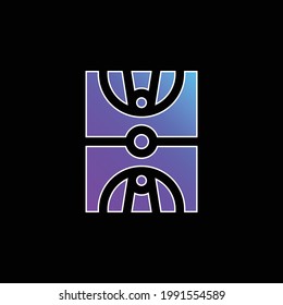 Icono de vector de gradiente azul de la cancha de baloncesto