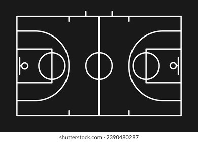 Silueta de la línea de fondo de la cancha de baloncesto