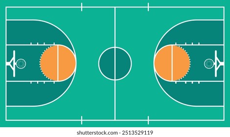 Basketballplatz flach Design Draufsicht Symbol Vektorgrafik