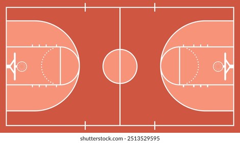 basketball court flat design top view symbol vector illustration