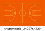 Basketball Court Flat Vector line Icon. Basket ball field playground stadium layout. Basketball court line icon