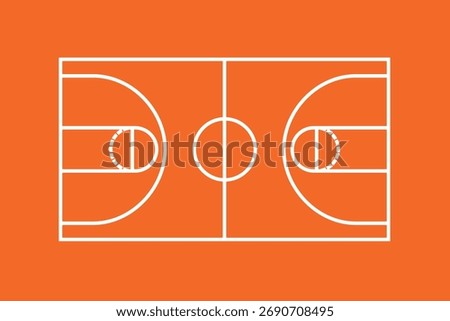 Basketball Court Flat Vector line Icon. Basket ball field playground stadium layout. Basketball court line icon