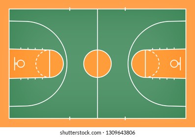 Basketball court floor with line for background. Basketball field. Vector illustration.