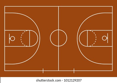 Basketball court, top view, ball in basket Stock Vector