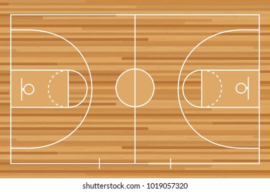 Basketball Court Outline Wooden Floor Gymnasium Stock Vector (Royalty ...