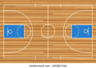 Basketball court floor with line on wood texture background. Vector illustration.