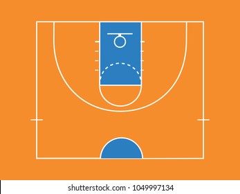 Basketball court floor with line on wood texture background. Vector illustration.