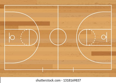 Basketball Court Floor Line On Wood Stock Vector (Royalty Free ...