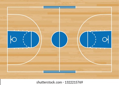 Basketball court floor with line on wood pattern texture background. Basketball field. Vector illustration.