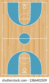 Basketball court floor with line on wood pattern texture background. Basketball field. Vector illustration.