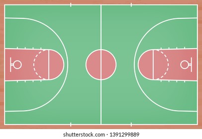 Basketball court floor with line on wood texture background. Vector illustration.