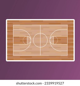 Piso de cancha de baloncesto con línea sobre fondo de textura de madera. Ilustración del vector