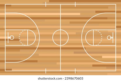 Basketball court floor with line on wood texture background. Vector illustration.
Basketball Court Flat Vector Icon.