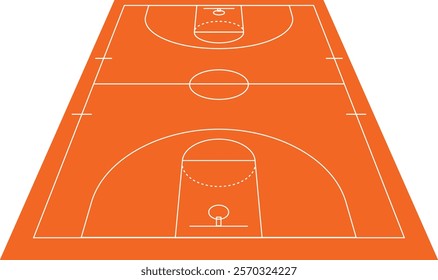 Basketball court floor with line on wood texture background. Vector illustration. Basketball Court Flat Vector Icon.