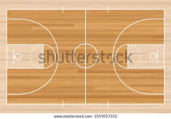 Basketball Court Floor Line On Wood Stock Vector (Royalty Free) 1019057332