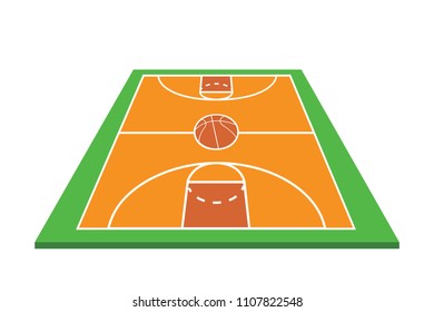 Basketball court floor with line. Vector illustration.
