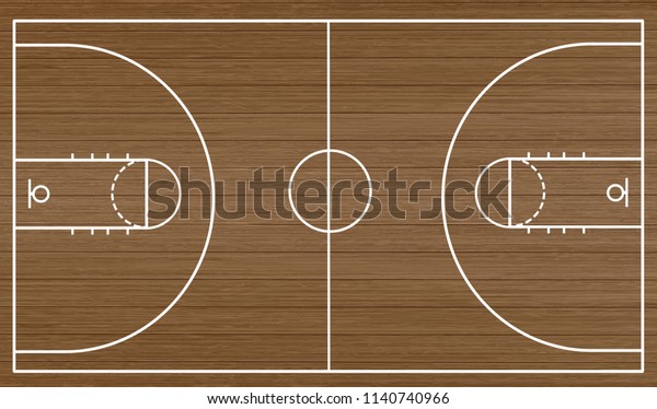 ハードウッドのテクスチャーの背景にバスケットボールコートの床 ベクターイラスト のベクター画像素材 ロイヤリティフリー