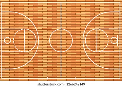 Basketball court floor with wood texture background. 