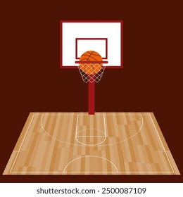 Basketball court. Front view Vector illustration