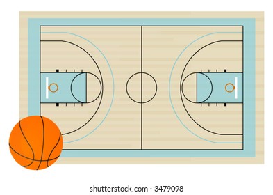 basketball court drawing colored