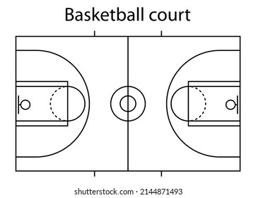 Basketball court icon, floor parquet area, top american sport symbol, basket field vector illustration .