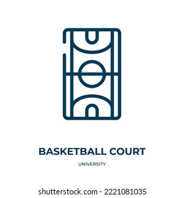 Basketball court icon. Linear vector illustration from university collection. Outline basketball court icon vector. Thin line symbol for use on web and mobile apps, logo, print media.