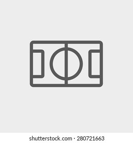 Linha fina de ícone de quadra de basquete para web e móvel, design plano minimalista moderno. Ícone cinza escuro vetorial no plano de fundo cinza claro.