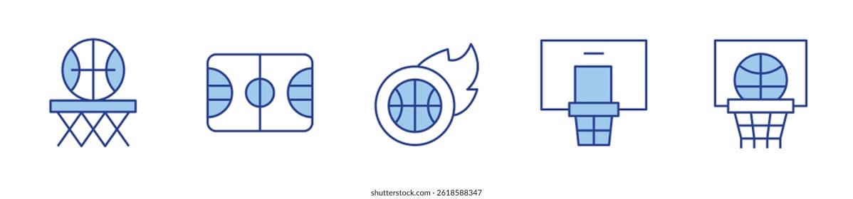 basketball, basketball court. Basketball Icon vector illustration. Line Duotone style. Editable stroke.
