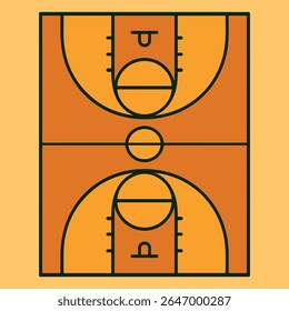 Basketball Court Illustration with labeled