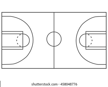 Basketball court illustration with lines