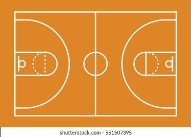 A Basketball court illustration with lines
