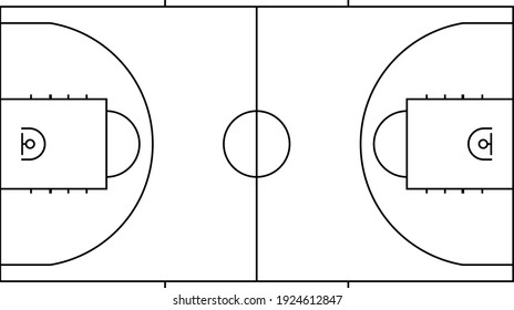 Basketball court isolated vector illustration.