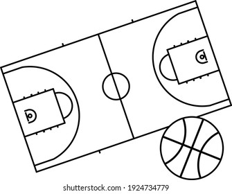 Basketball Court Isolated Vector Illustration.
