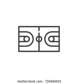 Basketball Court Line Icon, Outline Vector Sign, Linear Style Pictogram Isolated On White. Symbol, Logo Illustration. Editable Stroke