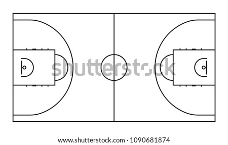 Basketball court line vector background. Outline basketball sports field for game background area illustration