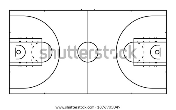 basketball\
court markings lines. Outline basketball playground top view.\
Sports ground for active recreation.\
Vector