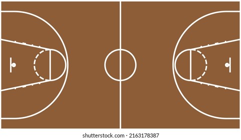 Cancha de baloncesto con marcas, vector