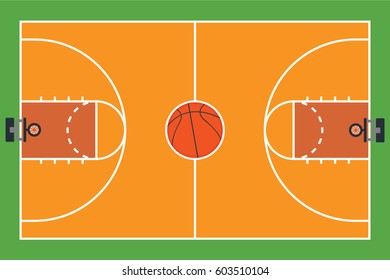 Basketball Court On Green Background