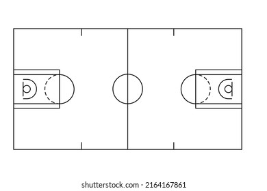 Basketball Court outline style vector illustration