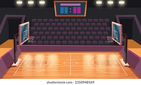 a basketball court side view cartoon design