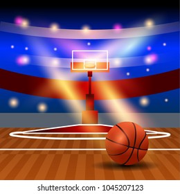 Basketball court. Sport arena. 3d vector background.