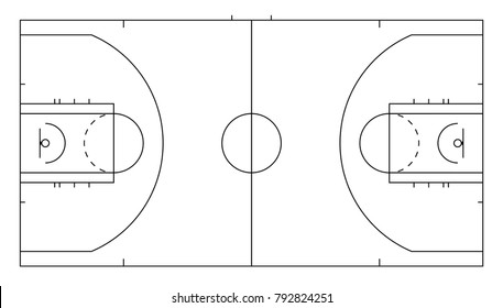 Basketball court. Sport background. Line art style