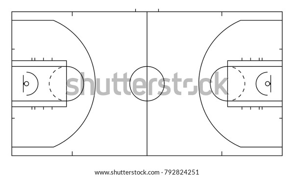 Basketball court.\
Sport background. Line art\
style
