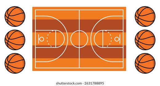 Basketball court stadium with ball