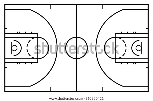 バスケットコートのシンボル 平面図正確な比率 ベクターイラスト のベクター画像素材 ロイヤリティフリー 360520421