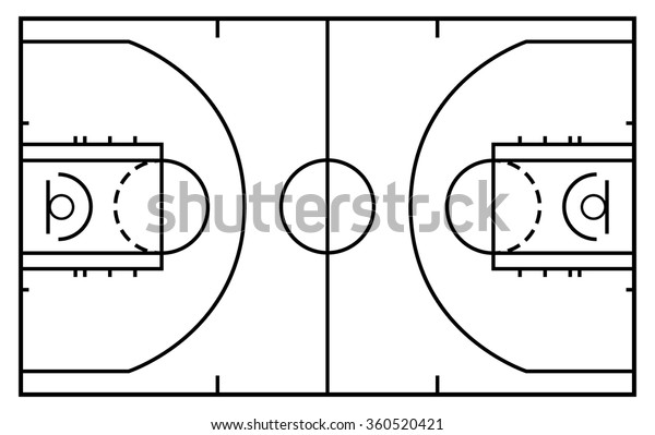 バスケットコートのシンボル 平面図正確な比率 ベクターイラスト のベクター画像素材 ロイヤリティフリー