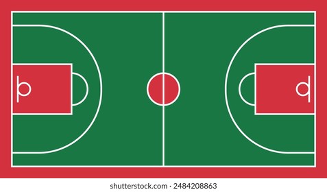 Basketball court. Top view. Vector illustration.