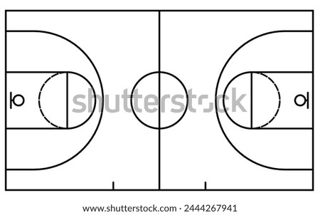 Basketball court top view vector illustration