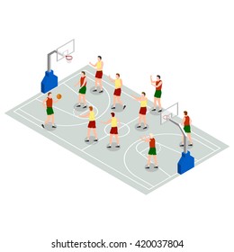 basketball court vector illustration isometric sports game 3d olympics people men s