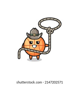 the basketball cowboy with lasso rope , cute design